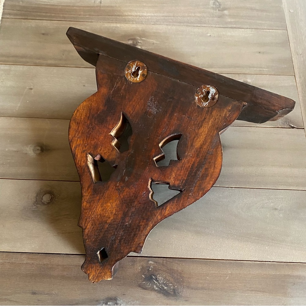 Wooden Hand Carved Corbel Shelf.  Third Eye, Evil Eye Protection #1 - Picture 2 of 14